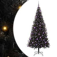 VidaXL Kerstboom met 300 led met standaard zwart 210 cm pvc - thumbnail