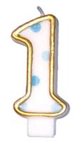 Cijferkaars gespikkeld blauw &apos;1&apos; - thumbnail