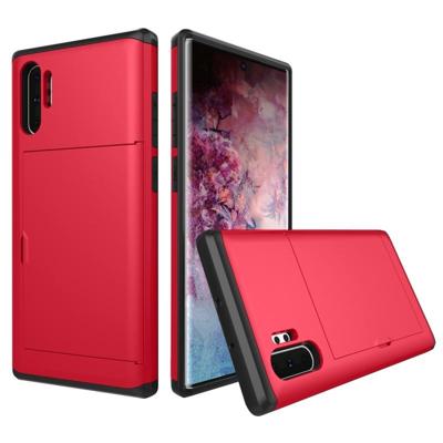 Schokbestendig robuuste Armor beschermende case met kaartsleuf voor Galaxy Note 10 Pro (rood)