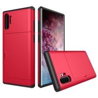 Schokbestendig robuuste Armor beschermende case met kaartsleuf voor Galaxy Note 10 Pro (rood) - thumbnail