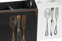 Bestekmand Home ESPRIT Wit Zwart Sparrenhout 15 x 15 x 18 cm - thumbnail