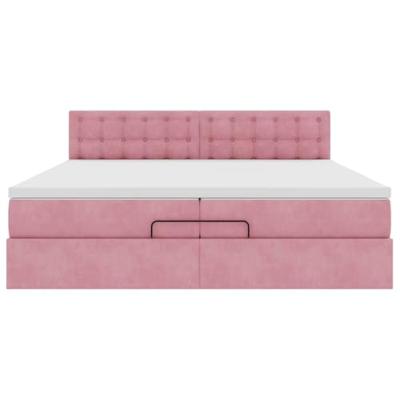Ottoman bed met matras 200x200 cm fluweel roze