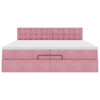 Ottoman bed met matras 200x200 cm fluweel roze - thumbnail
