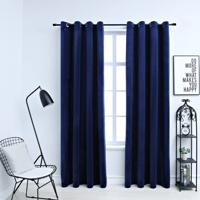 VidaXL Gordijn verduisterend met ringen 2 st 140x175 cm fluweel blauw - thumbnail