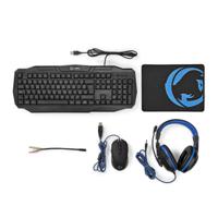 Gaming Combo Kit | 4-in-1 | Toetsenbord, Koptelefoon, Muis en Muismat | Zwart/Blauw | QWERTY | Spaanse indeling - thumbnail