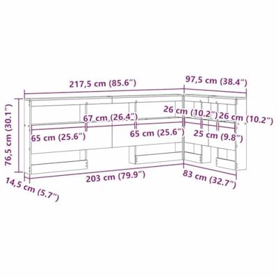 Opberghoofdbord met plank Zwart eiken 80 cm Bewerkt hout