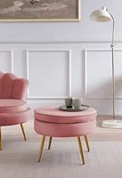Artistiq Poef 'Andres' Velvet, kleur roze - thumbnail