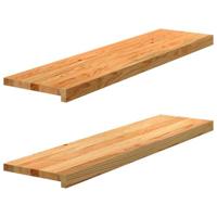 VidaXL Vensterbanken 2 st 100x30x2 cm massief eikenhout lichtbruin - thumbnail