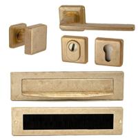 Hardbrass Voordeurset Charley/Zenith compleet linkswijzend SKG3 met kerntrekbeveiliging - messing getrommeld - thumbnail