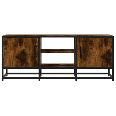 Tv-meubel 100x35x41 cm bewerkt hout metaal gerookt eikenkleurig