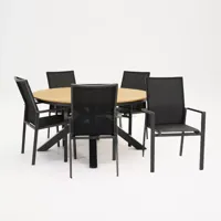 Tuinstoel Delia zwart hoge rug met Arezzo tafel 150 rond - thumbnail