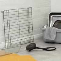 Dishmatic Staalborstel met handgreep - verwisselbare borstel - thumbnail