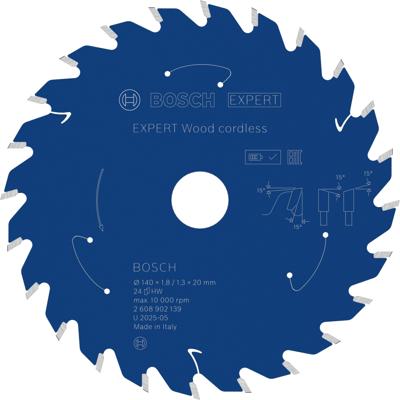 Bosch Accessoires EXPERT Wood cordless Cirkelzaagblad | 140 x 1,8/1,3 x 20 mm | T24 - 2608902139