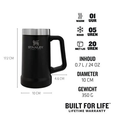 Stanley The Big Grip Beer Stein .70L / 24Oz Isolatiefles Matte Black 700ML - thumbnail
