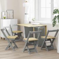 Eetkamerstoelen 4 st Corona inklapbaar massief grenenhout grijs - thumbnail