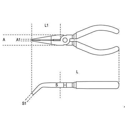 Beta Telefoontangen, lange halfronde gebogen bekken, verchroomd, twee componenten handgreep 1168BM 160 - 011680036 - thumbnail