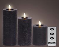 LED Kaarsenset wax 3-delig grijs - thumbnail