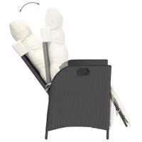 Tuinstoelen 2 st verstelbaar met voetensteun poly rattan zwart - thumbnail