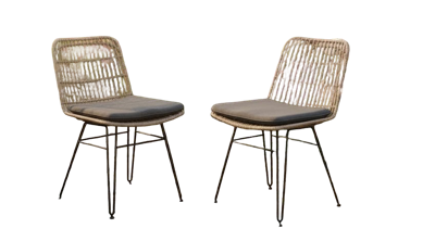 Flamingo dining chair bamboo look steel/grey wicker Eurofar - Eurofar