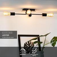 Lucide LESTER - Plafonnière - 4xE27 - Zwart - thumbnail