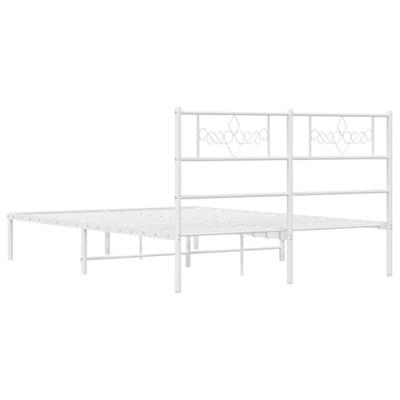 Bedframe met hoofdbord metaal wit 140x190 cm Bedframe met hoofdbord metaal wit 140x190 cm