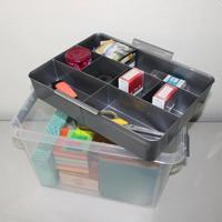 Sunware Q-line opbergbox met inzet 22L transp./metaal - thumbnail