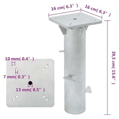 Parasolvoet voor in de grond 16x16x39,5 cm staal zilverkleurig
