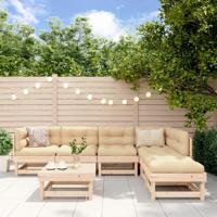 7-delige Loungeset met kussens massief teak - thumbnail