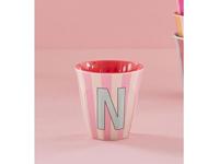 Gestreepte melamine mok LETTER N rice, medium 250 ml meerkleurig - thumbnail