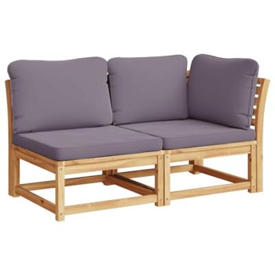 2-delige Loungeset met kussens massief acaciahout - thumbnail