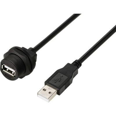 TRU COMPONENTS TC-E13T-FU2-PWF/MU2-NWA-0.5PV-S TC-13543544 USB 2.0-kabel met USB-A-bus naar IP67-USB-A-stekker, 0,5 m. Waterdichte kunststof kabel 1 stuk(s)