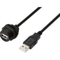 TRU COMPONENTS TC-E13T-FU2-PWF/MU2-NWA-0.5PV-S TC-13543544 USB 2.0-kabel met USB-A-bus naar IP67-USB-A-stekker, 0,5 m. Waterdichte kunststof kabel 1 stuk(s) - thumbnail