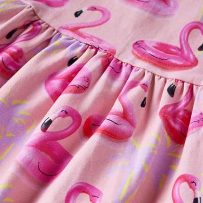 Kinderjurk flamingozwembandprint 140 lichtroze - thumbnail