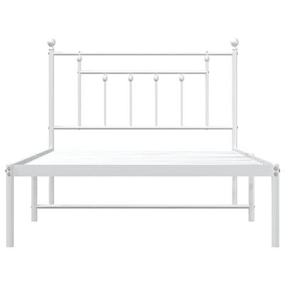 Bedframe met hoofdbord metaal wit 107x203 cm