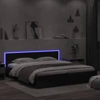 Bedframe met hoofdeinde en LED zwart 180x200 cm - thumbnail