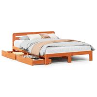 Bedframe zonder matras massief grenenhout wasbruin 160x200 cm - thumbnail