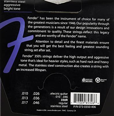 Fender 350R Stainless 350s snarenset regular