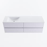 MONDIAZ VICA 150cm badmeubel onderkast Cale 4 lades. Wastafel CLOUD links 1 kraangat, kleur Talc. - thumbnail
