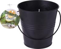 Kaars citronella in metalen emmer zwart - thumbnail