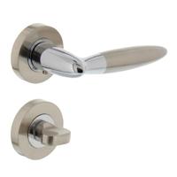 Deurkruk Elen op rond rozet 7mm nokken met WC8mm chroom/nikkel mat - thumbnail