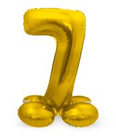 Goudkleurig Folieballon Cijfer 7 Op Standaard (72 cm) - thumbnail