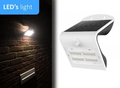 LED&apos;s Light Solar LED Wandlamp met Bewegingssensor 220 - 3 lichtstanden - Automatisch aan/uit - Wit