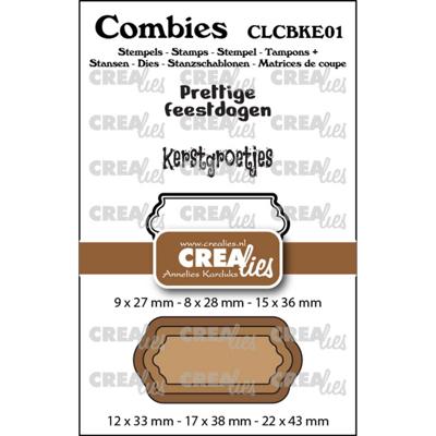 Crealies • combies stempelset kerst 01: 2 teksten + 1 tag/label