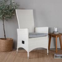 Nohr Verstelbare Tuinstoel 'Davinia' Wicker, kleur Wit - thumbnail