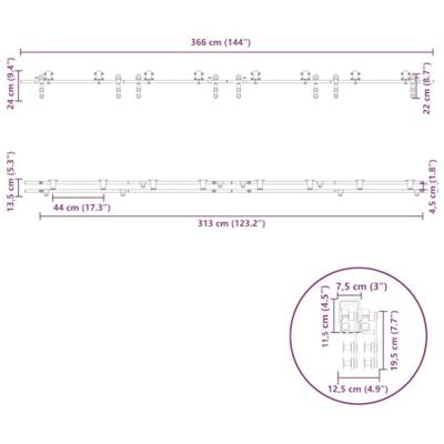 Schuifdeur onderdelenset 366 cm roestvrij staal zilverkleurig