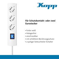 Kopp 233802006 Stekkerdoos met schakelaar 3-voudig Wit Randaarde stekker 1 stuk(s) - thumbnail