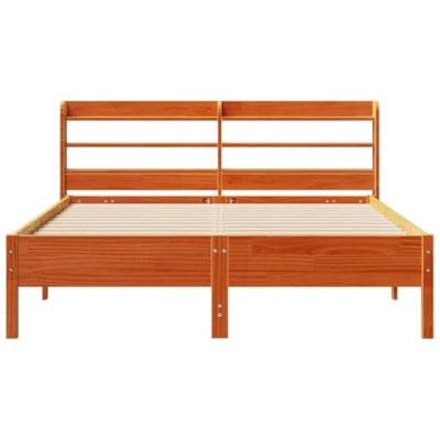 Bedframe zonder matras massief grenenhout wasbruin 135x190 cm