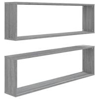 Wandschappen kubus 2 st 100x15x30 cm bewerkt hout grijs sonoma - thumbnail
