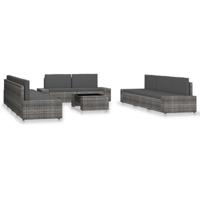 10-delige Loungeset poly rattan grijs - thumbnail