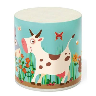 Scratch dierengeluid koe 6 cm blauw/wit